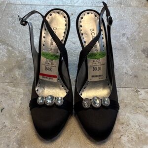 BCBGMaxAzria Black Heels with Crystal Embellishments